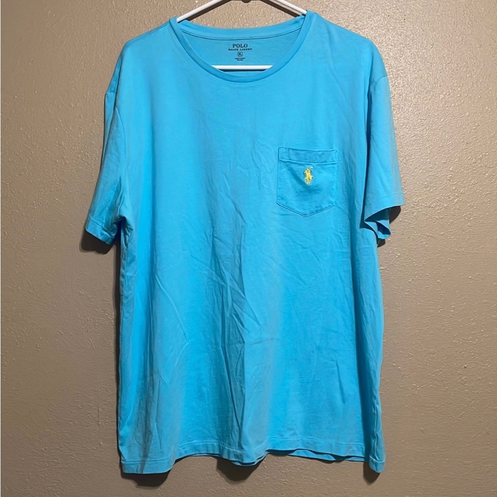 Polo Ralph Lauren Light Blue Yellow Pony Short Sleeve T-Shirt Men’s XL Pocket